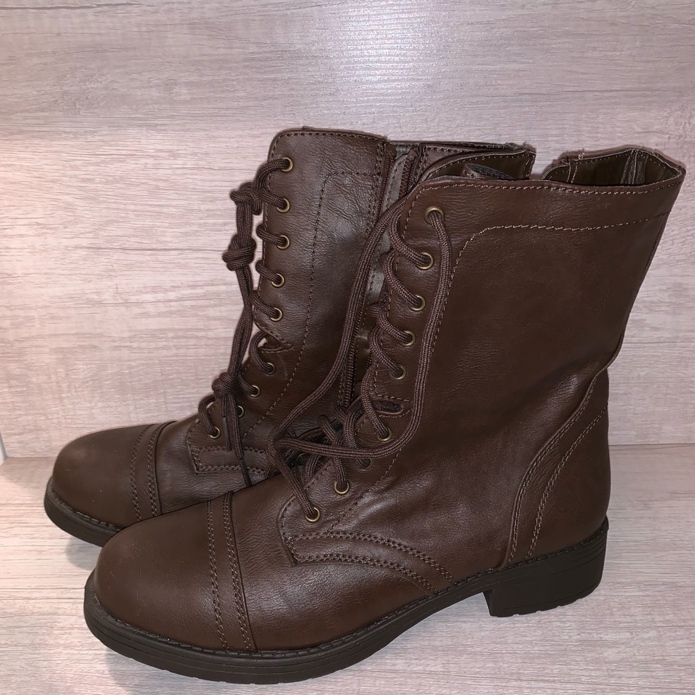 Medium brown combat boots